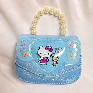 Hello Kitty Blue Glitter Kids Bag, NIB, 6.5 x4.5”, crossbody strap, great gifts,